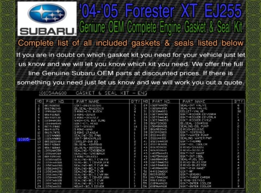 Subaru OEM EJ255 Complete Engine Gasket Set