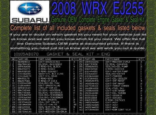 Subaru OEM EJ255 Complete Engine Gasket Set