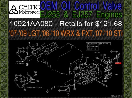 Subaru OEM AVCS Oil Control Valve EJ255 EJ257 Impreza WRX 2006-2010, STi 2007-2010, Legacy GT 2007-2009