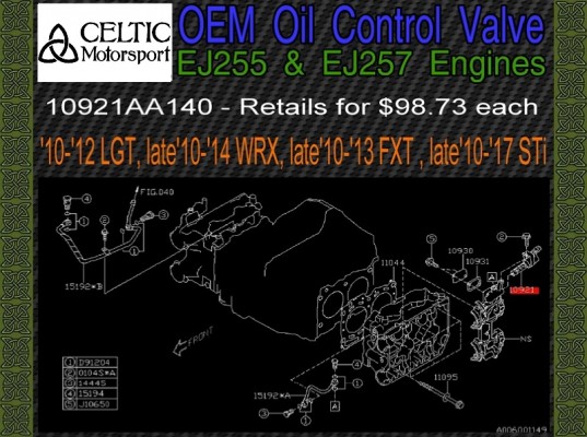 Subaru OEM AVCS Oil Control Valve EJ255 EJ257 Impreza WRX 2010-2014, STi 2010-2017, Legacy GT 2010-2012