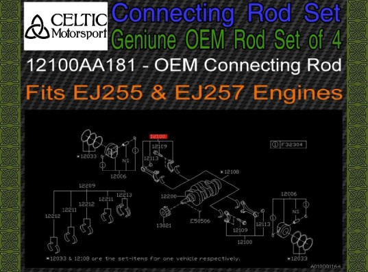 Genuine OEM Subaru Connecting Rod Set of 4 EJ257 EJ255 WRX STi