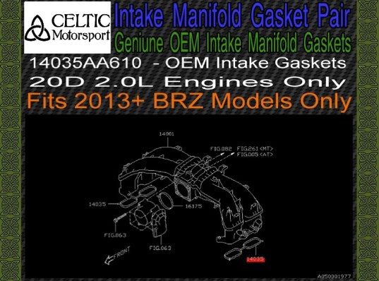 Genuine Subaru OEM 2 Intake Manifold Gaskets 2013+ BRZ 20D