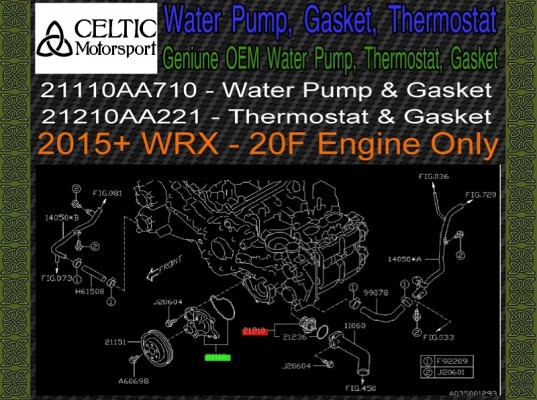 Genuine OEM Subaru Water Pump Thermostat Kit 2015+ WRX