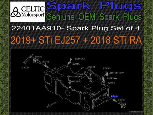 Genuine OEM Subaru Spark Plugs 2019+ STi & 2018 STi RA EJ257