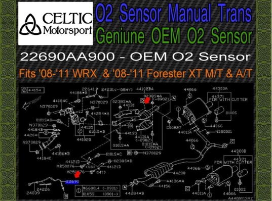 Genuine OEM Subaru Oxygen O2 Sensor 2008-2014 WRX 2008-2013 Forerster XT M/T & A/T