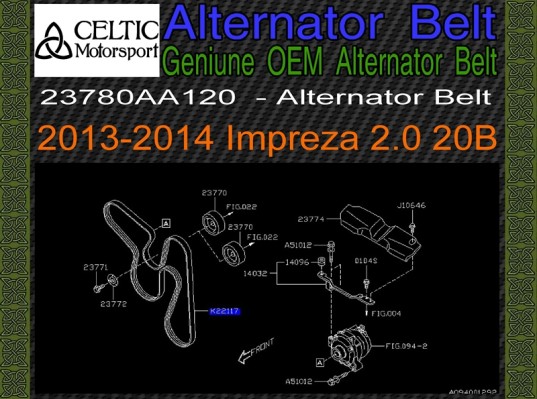 Genuine OEM Subaru Alternator Belt 2013-2014 Impreza 2.0 20B