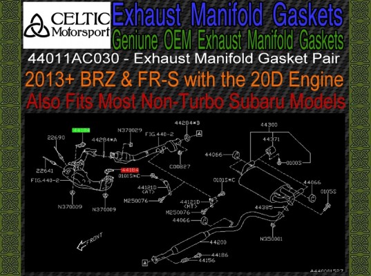 Genuine OEM Subaru 2 Exhaust Manifold Gaskets 2013+ BRZ + Most Non-Turbo Models