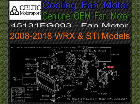 Genuine OEM Subaru Cooling Fan Motor 2008-2020 Impreza WRX & 2008-2016 STi Models