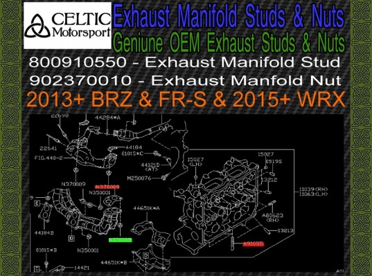 Genuine OEM Subaru Exhaust Manifold Stud & Nut Hardware Kit BRZ, FR-S '15+ WRX