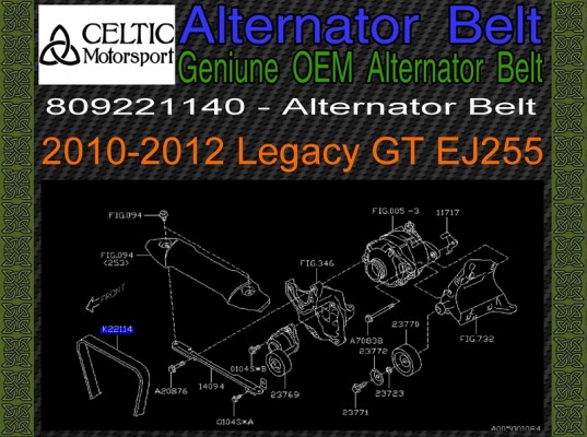 Genuine OEM Subaru Alternator Belt 2010-2012 Legacy GT EJ255