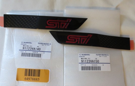 Genuine OEM Subaru STi Black Limited Fender Emblem Set 