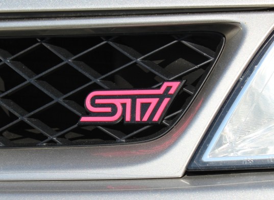 Genuine OEM Subaru STi Pink Grille Badge Plastic Mesh Type 2006-2007 WRX STi