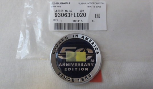 Genuine OEM Subaru in America Since 1968 50th Anniversary Edition Badge