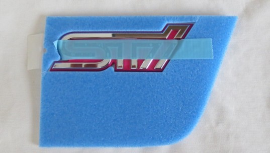 Genuine OEM Subaru STi Rear Badge 2004 Impreza WRX STi Pink and Chrome