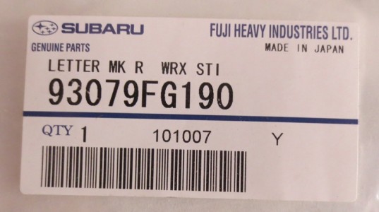 Genuine OEM Subaru STi Rear Badge Set 